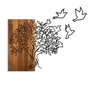 Wallity Tree And Birds 1 - Escultura de Pared de Madera y Metal